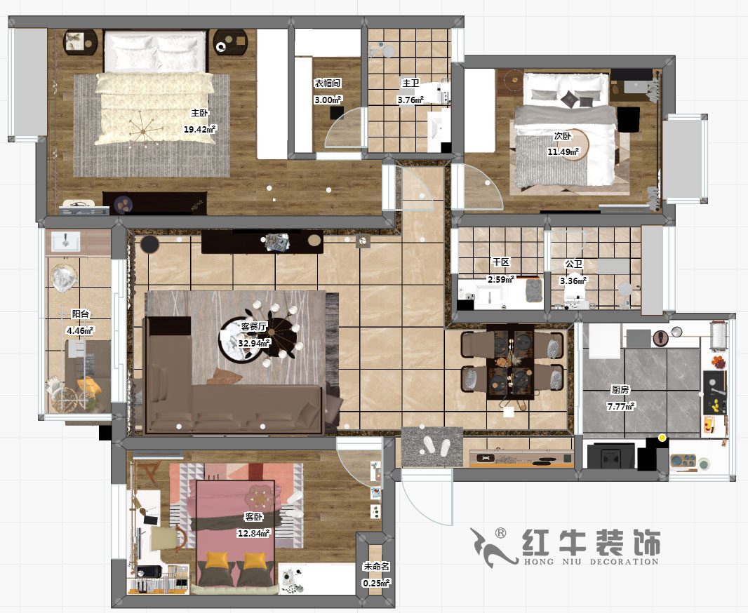 郭志成_宏图上水园25-1104-130㎡-现代简约风格_3室2厅2卫（老房装修）_定制家￥134817